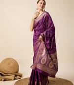 Purple soft litchi art banarasi silk saree