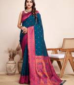 Morpich soft litchi art banarasi silk saree