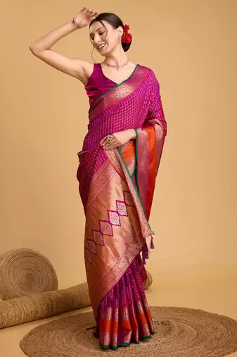 Rani soft litchi art banarasi silk saree