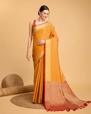 Mustrad soft litchi art banarasi silk saree 1
