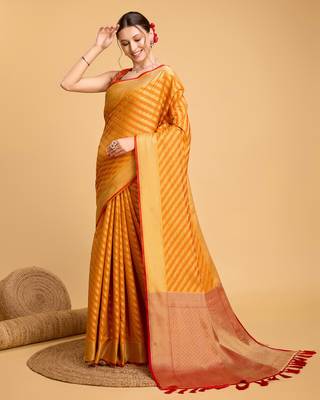 Mustrad soft litchi art banarasi silk saree 2