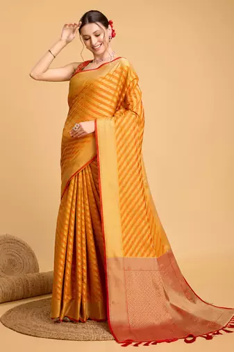 Mustrad soft litchi art banarasi silk saree