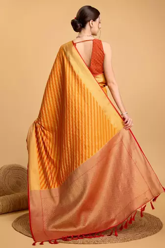 Mustrad soft litchi art banarasi silk saree