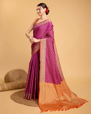 Purple soft litchi art banarasi silk saree 2