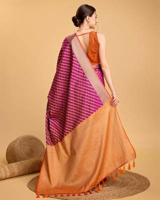 Purple soft litchi art banarasi silk saree 3