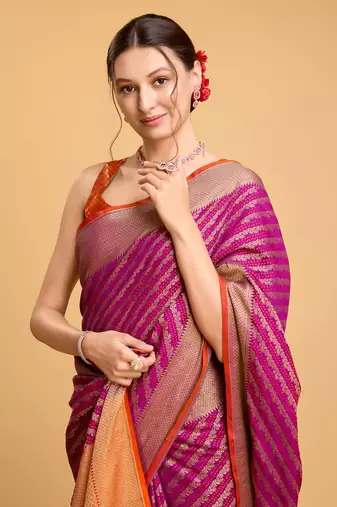 Purple soft litchi art banarasi silk saree