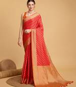 Red soft litchi art banarasi silk saree