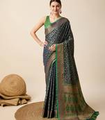 Green soft litchi art banarasi silk saree