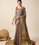 Maroon soft litchi art banarasi silk saree