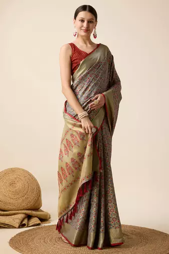 Maroon soft litchi art banarasi silk saree