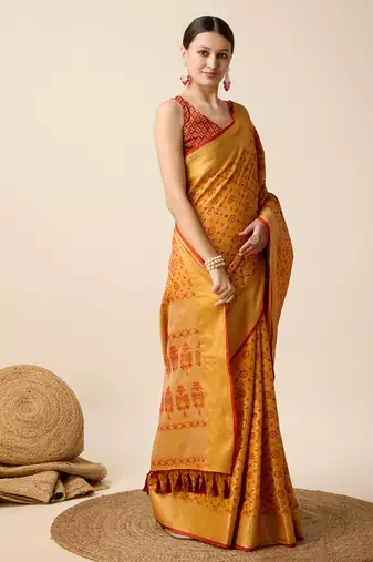 Mustrad soft litchi art banarasi silk saree