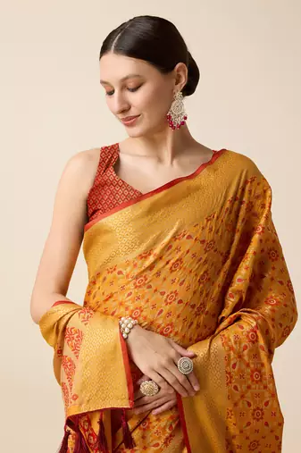 Mustrad soft litchi art banarasi silk saree