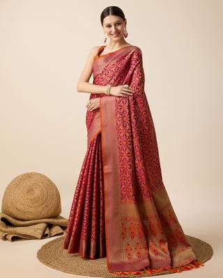 Rani soft litchi art banarasi silk saree 2