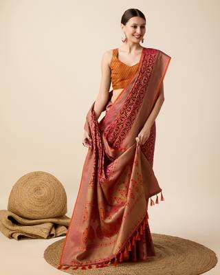 Rani soft litchi art banarasi silk saree 4