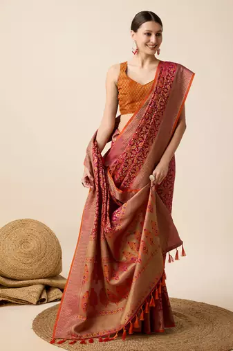 Rani soft litchi art banarasi silk saree