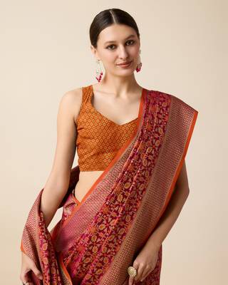 Rani soft litchi art banarasi silk saree 5