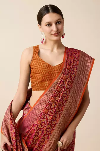 Rani soft litchi art banarasi silk saree