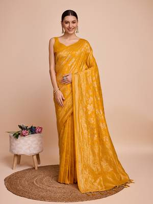 Mustrad soft litchi art banarasi silk saree 1