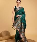 Green soft litchi art banarasi silk saree
