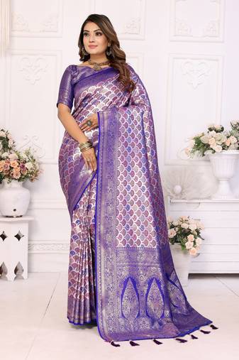 Royalblue soft litchi art banarasi silk saree