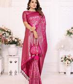 Rani soft litchi art banarasi silk saree