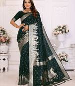 Green soft litchi art banarasi silk saree