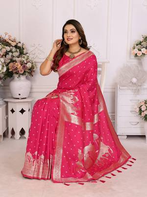 Rani soft litchi art banarasi silk saree 2