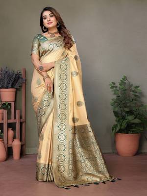 Green viscoseart banarasi silk saree 1