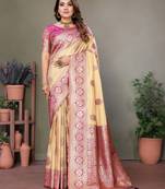 Pink viscoseart banarasi silk saree