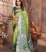 Parrot soft litchi art banarasi silk saree