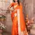 Orange soft litchi art banarasi silk saree