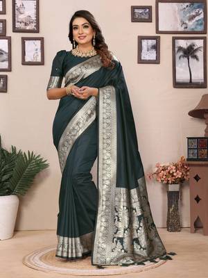 Dark soft litchi art banarasi silk saree 1