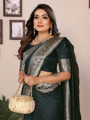 Dark soft litchi art banarasi silk saree 4