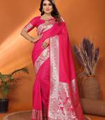Magenta soft litchi art banarasi silk saree