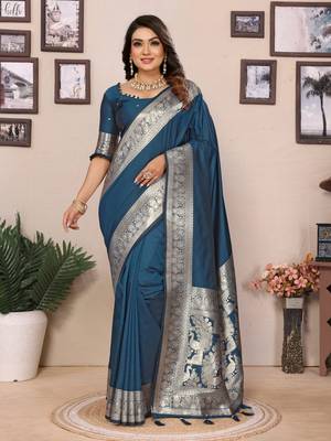 Morpich soft litchi art banarasi silk saree 1