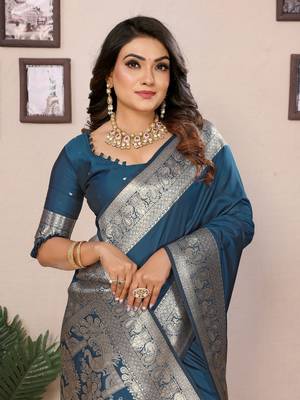 Morpich soft litchi art banarasi silk saree 4