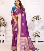 Purple soft litchi art banarasi silk saree
