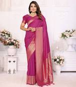 Magenta soft litchi art banarasi silk saree