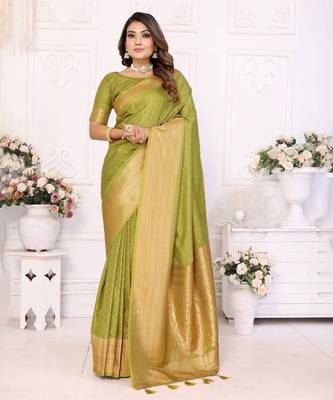 Mahendi soft litchi art banarasi silk saree 1