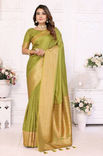 Mahendi soft litchi art banarasi silk saree