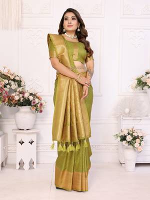 Mahendi soft litchi art banarasi silk saree 2