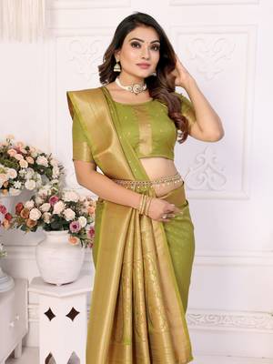 Mahendi soft litchi art banarasi silk saree 4
