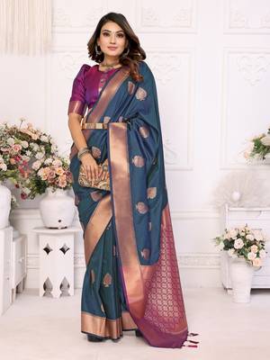 Morpich soft litchi art banarasi silk saree 1