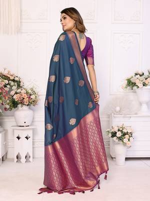 Morpich soft litchi art banarasi silk saree 3