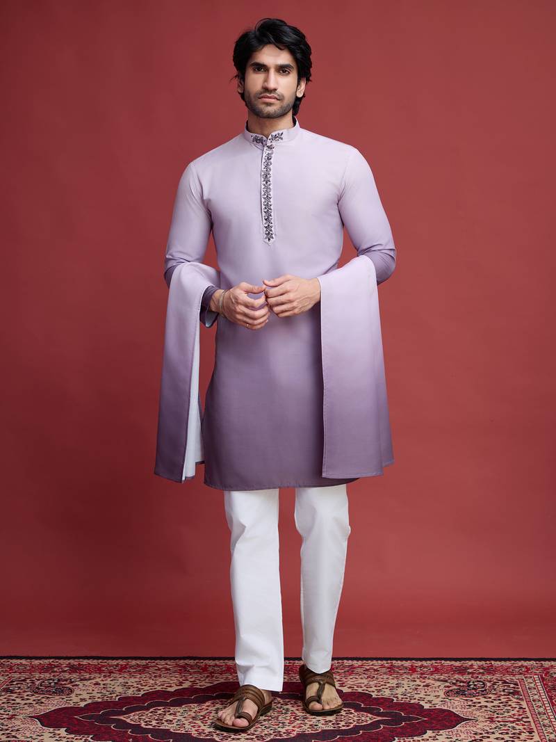 Dusty Purple viscose real mirror work kurta with dupatta collection
