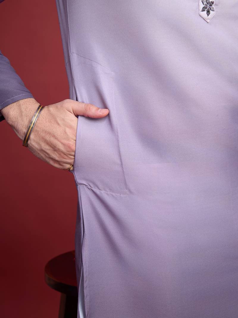 Dusty Purple viscose real mirror work kurta with dupatta collection