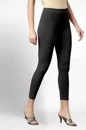 Trendmalls Super combed cotton elastane stretch cropped leggings with ultrasoft waistband
