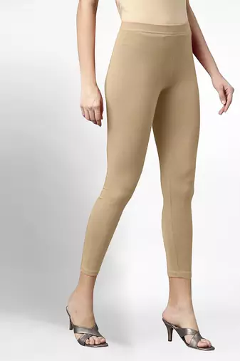 Super combed cotton elastane stretch cropped leggings with ultrasoft waistband