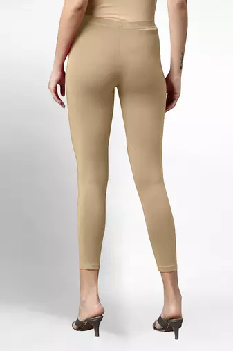 Super combed cotton elastane stretch cropped leggings with ultrasoft waistband