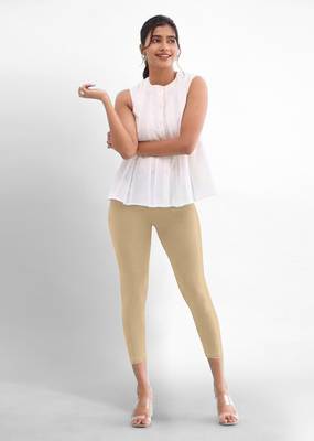 Trendmalls Super combed cotton elastane stretch cropped leggings with ultrasoft waistband 4